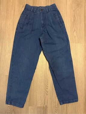 Rare Vintage Fit High Waist Pleated Pinstripe Jeans - Size 27